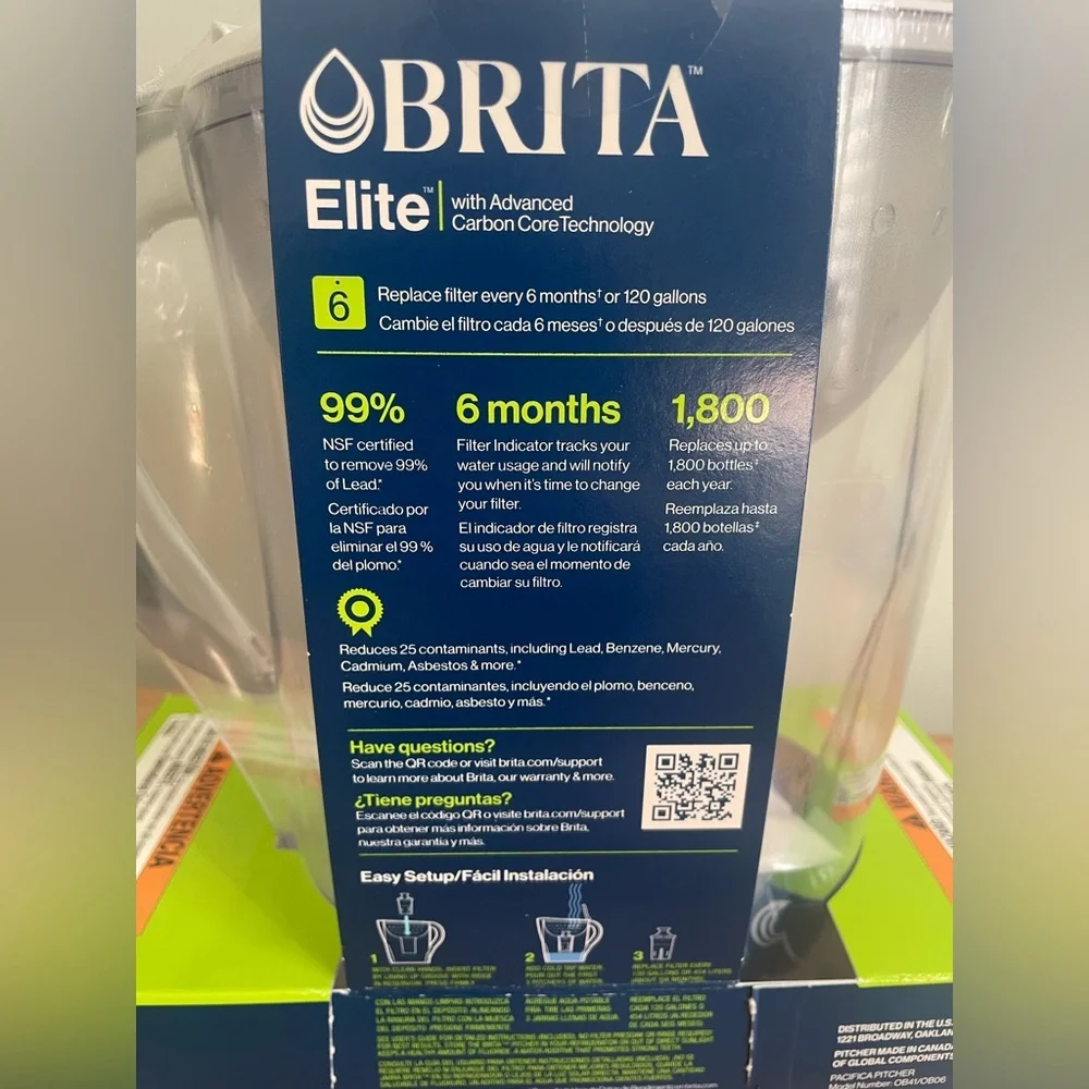 Brita Elite Water Filter Pitcher 10 cup with 1 Filters - Picture 3 of 9